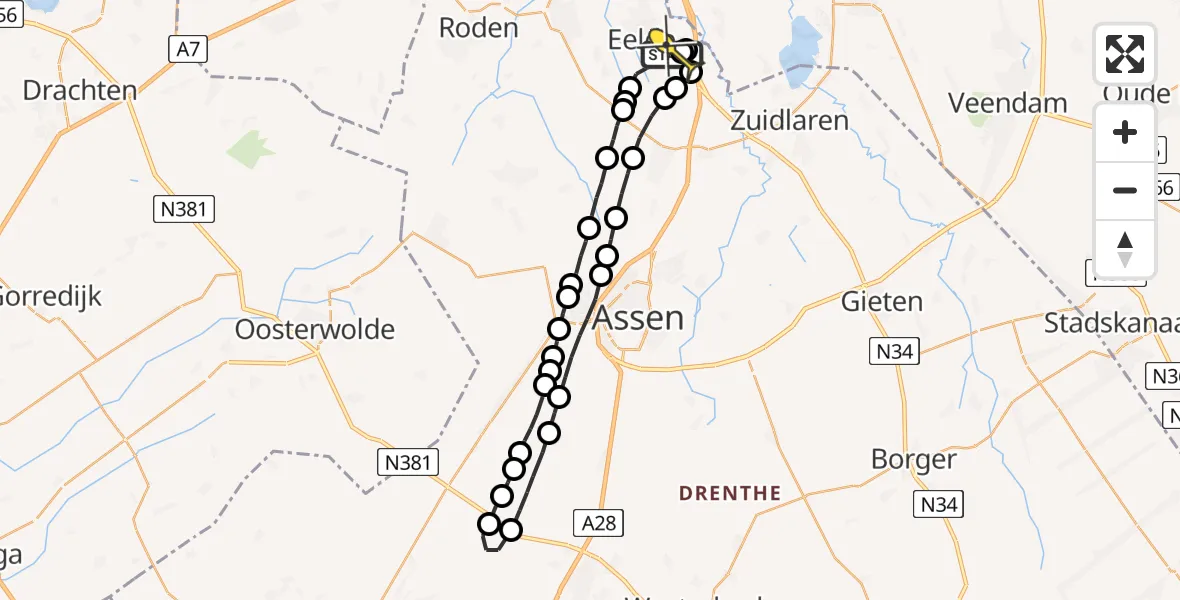 Routekaart van de vlucht: Lifeliner 4 naar Groningen Airport Eelde