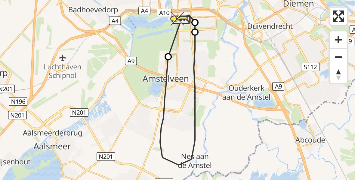 Routekaart van de vlucht: Lifeliner 1 naar VU Medisch Centrum Amsterdam