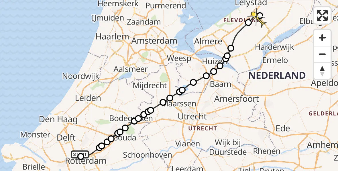 Routekaart van de vlucht: Lifeliner 2 naar Lelystad Airport