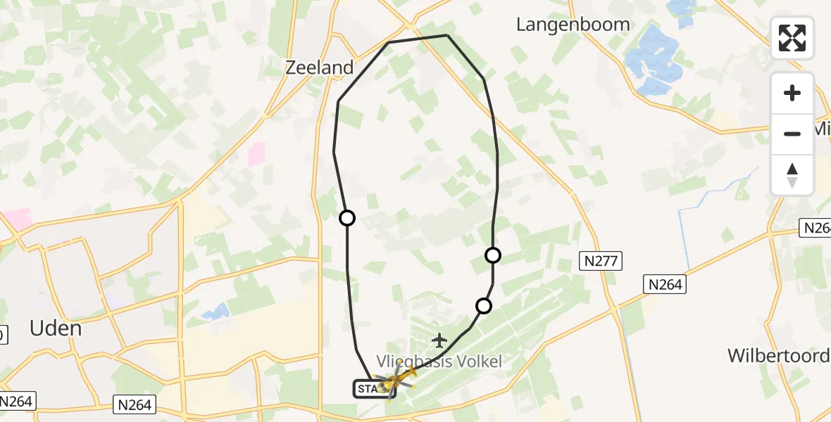 Vluchtroute Traumahelikopter Vliegbasis Volkel - Vliegbasis Volkel, 30 september 2022, 19:49