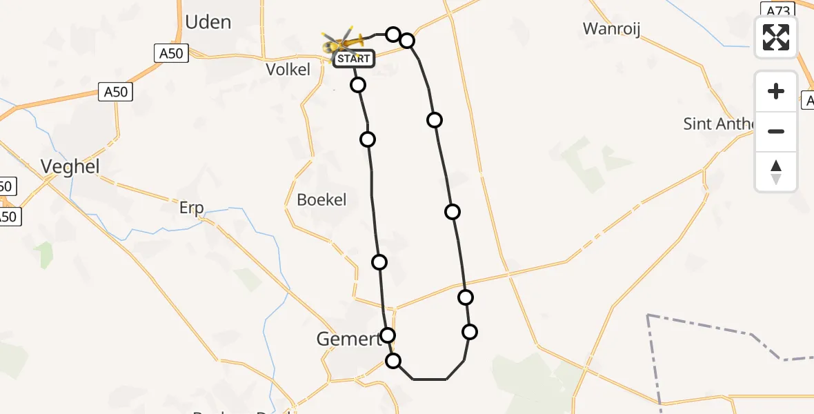 Vluchtroute Traumahelikopter Vliegbasis Volkel - Vliegbasis Volkel, 01 oktober 2022, 05:31