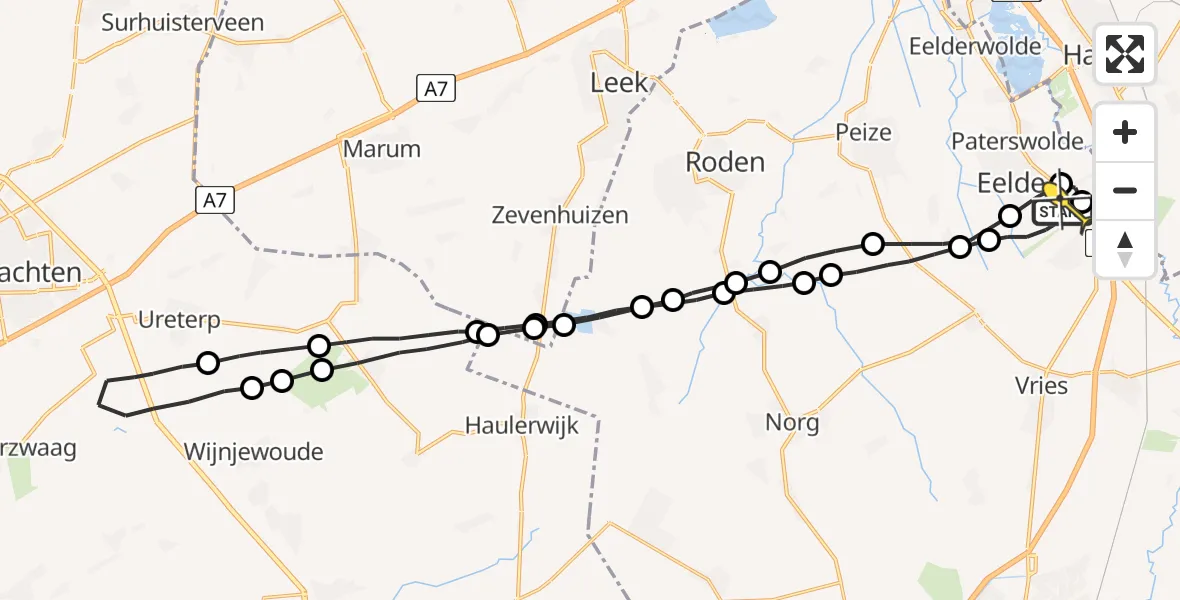 Routekaart van de vlucht: Lifeliner 4 naar Groningen Airport Eelde