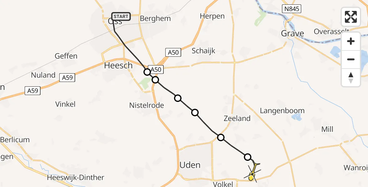 Routekaart van de vlucht: Lifeliner 3 naar Vliegbasis Volkel