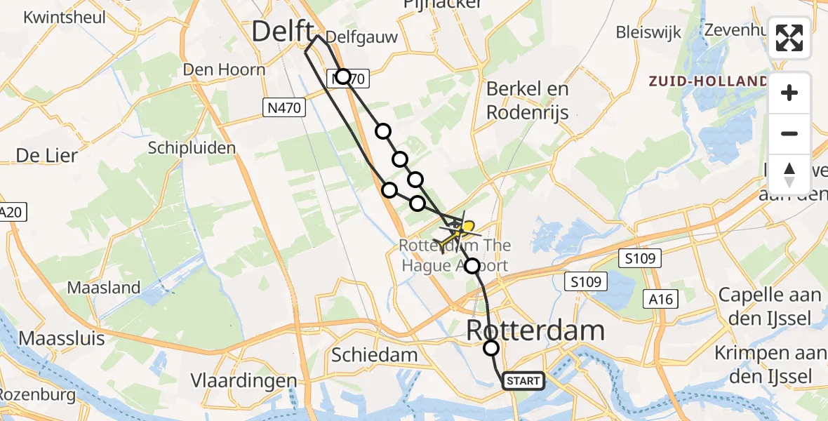 Routekaart van de vlucht: Lifeliner 2 naar Rotterdam The Hague Airport