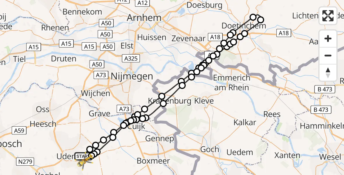 Vluchtroute Traumahelikopter Vliegbasis Volkel - Vliegbasis Volkel, 01 oktober 2022, 12:12