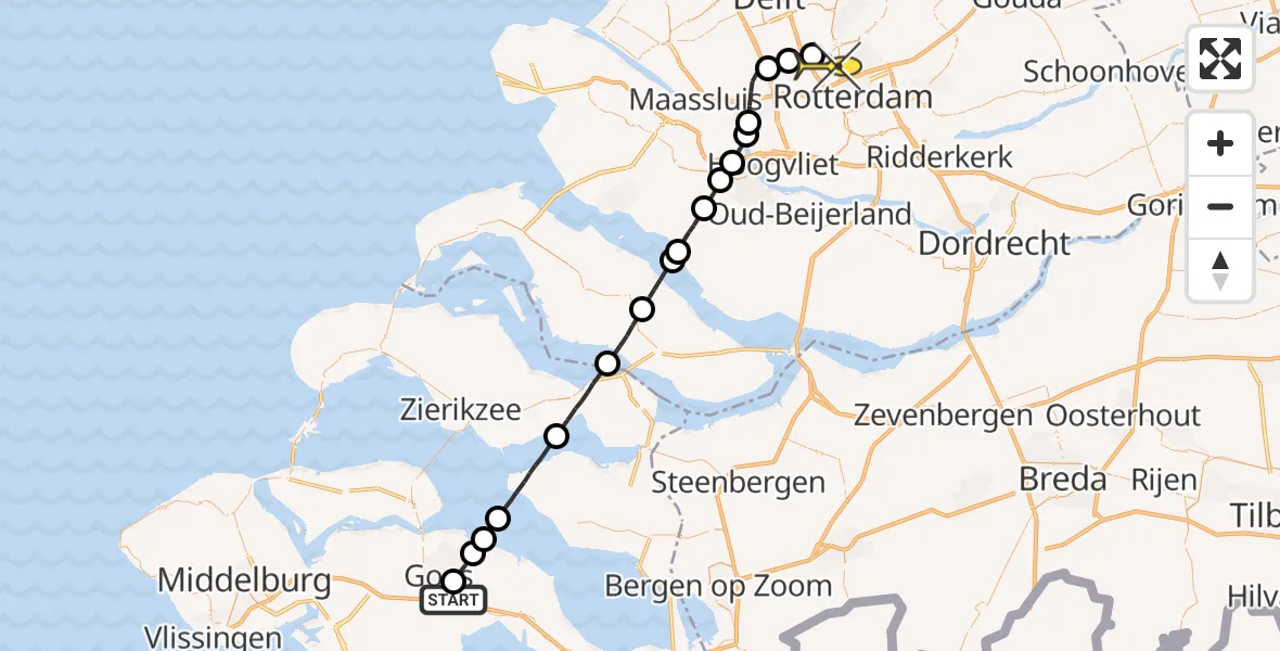 Routekaart van de vlucht: Lifeliner 2 naar Rotterdam The Hague Airport