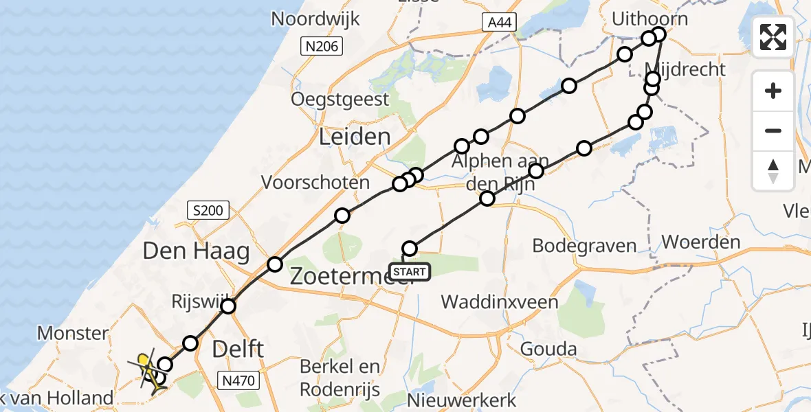 Routekaart van de vlucht: Lifeliner 1 naar Honselersdijk