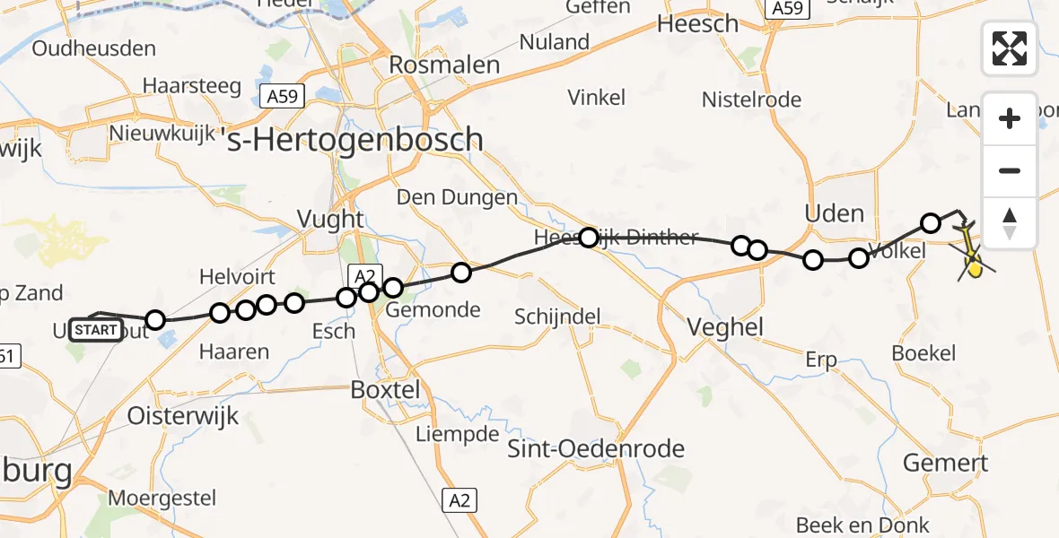 Routekaart van de vlucht: Lifeliner 3 naar Odiliapeel