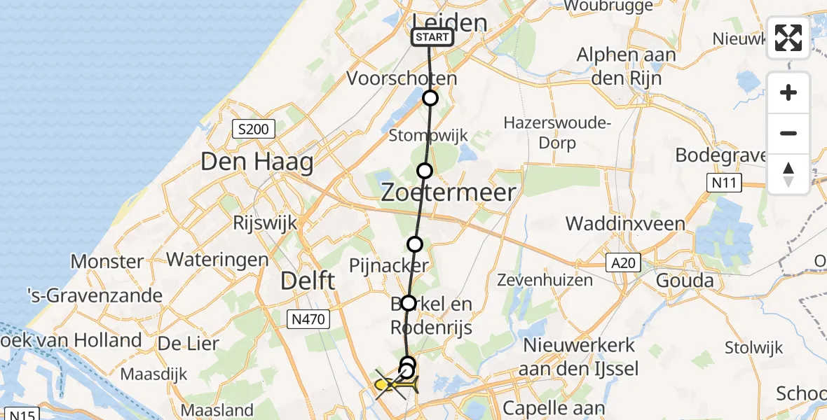 Routekaart van de vlucht: Lifeliner 2 naar Rotterdam The Hague Airport