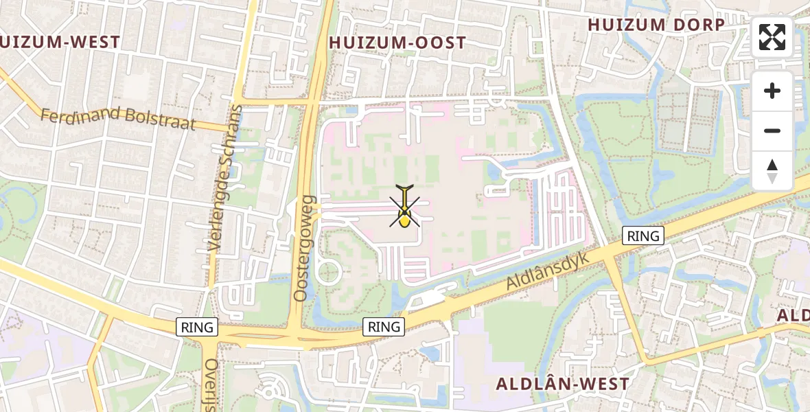 Routekaart van de vlucht: Lifeliner 1 naar Leeuwarden