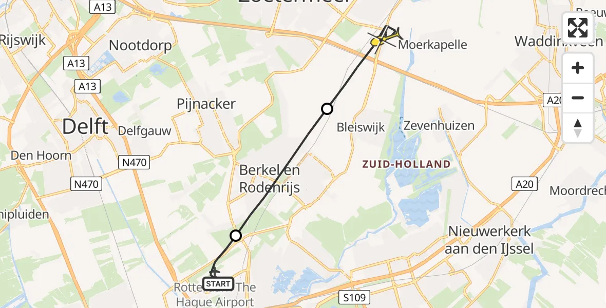 Routekaart van de vlucht: Lifeliner 2 naar Bleiswijk