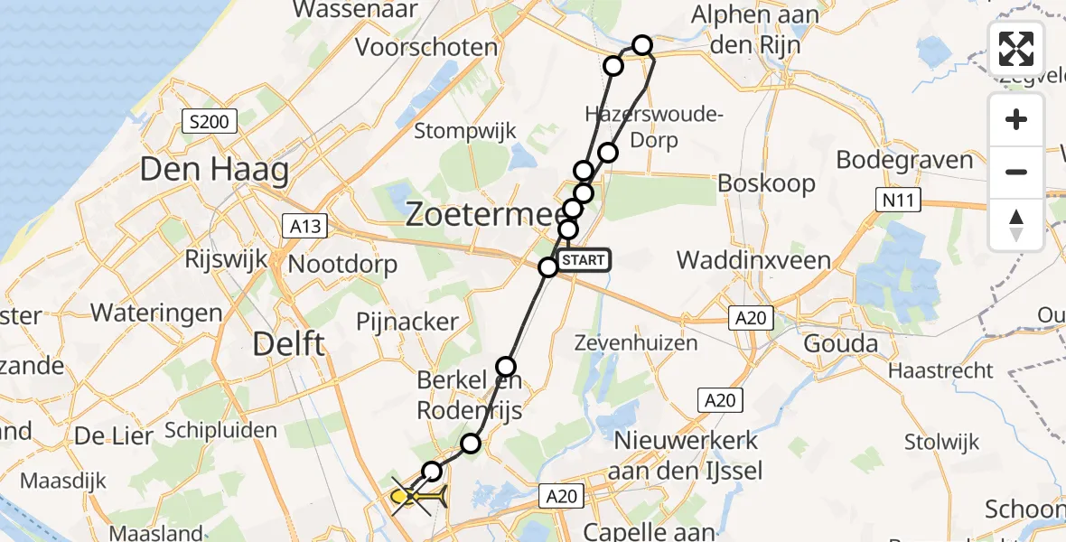 Routekaart van de vlucht: Lifeliner 2 naar Rotterdam The Hague Airport