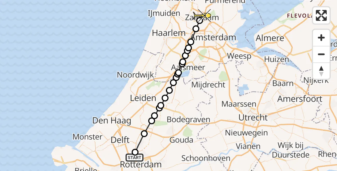 Routekaart van de vlucht: Lifeliner 2 naar Zaandam