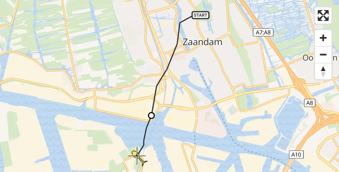 Routekaart van de vlucht: Lifeliner 2 naar Amsterdam Heliport