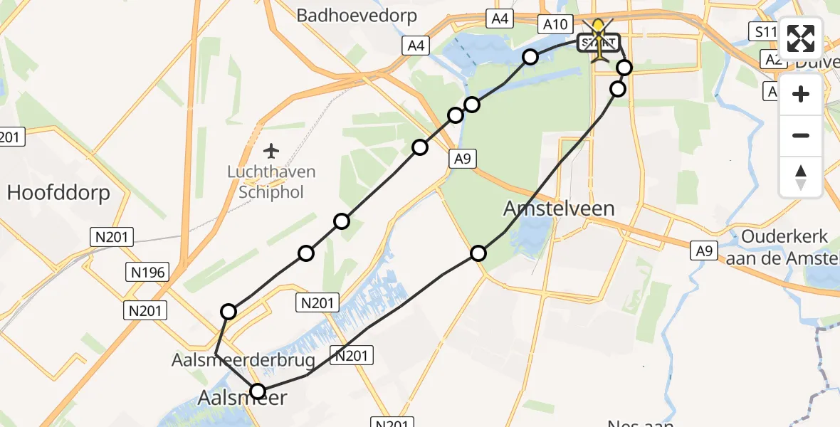 Routekaart van de vlucht: Lifeliner 1 naar VU Medisch Centrum Amsterdam