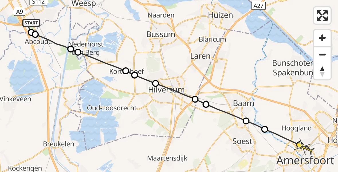 Routekaart van de vlucht: Lifeliner 2 naar Amersfoort