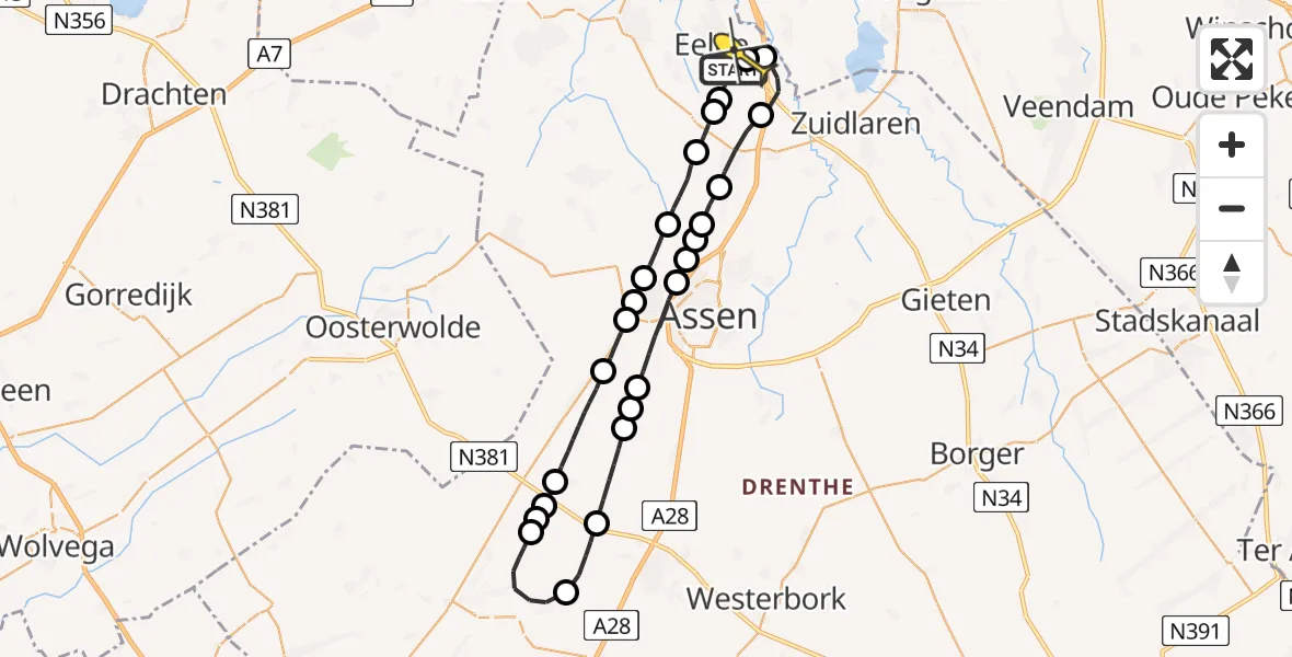 Routekaart van de vlucht: Lifeliner 4 naar Groningen Airport Eelde