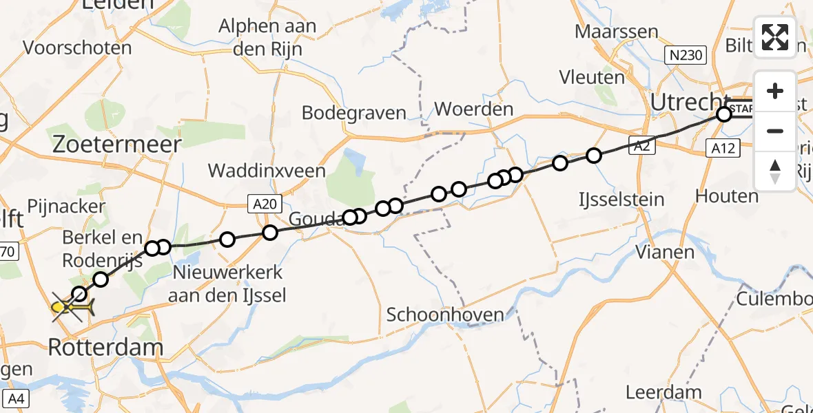 Routekaart van de vlucht: Lifeliner 2 naar Rotterdam The Hague Airport