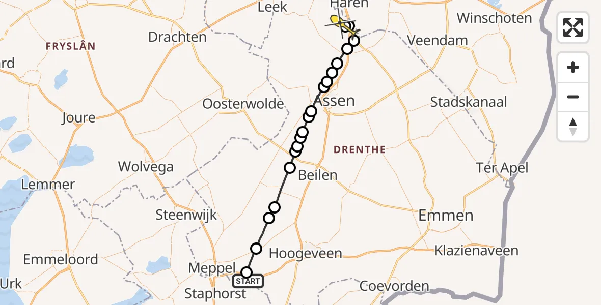 Routekaart van de vlucht: Lifeliner 4 naar Groningen Airport Eelde