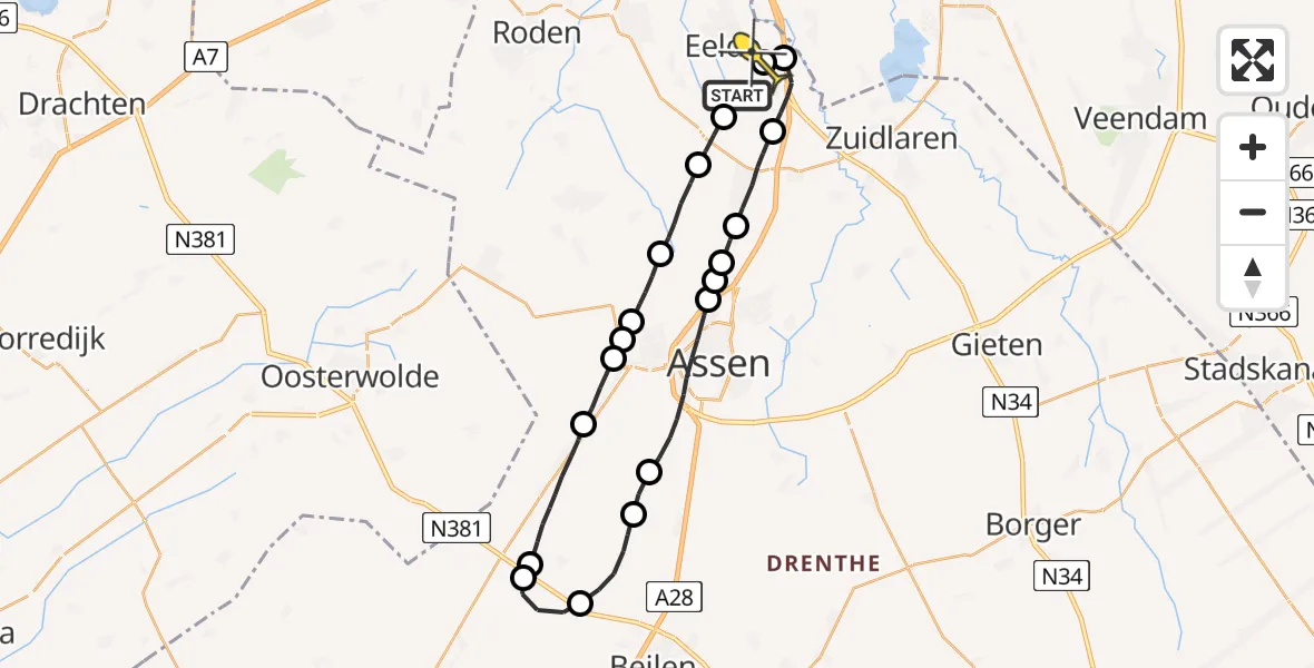 Routekaart van de vlucht: Lifeliner 4 naar Groningen Airport Eelde