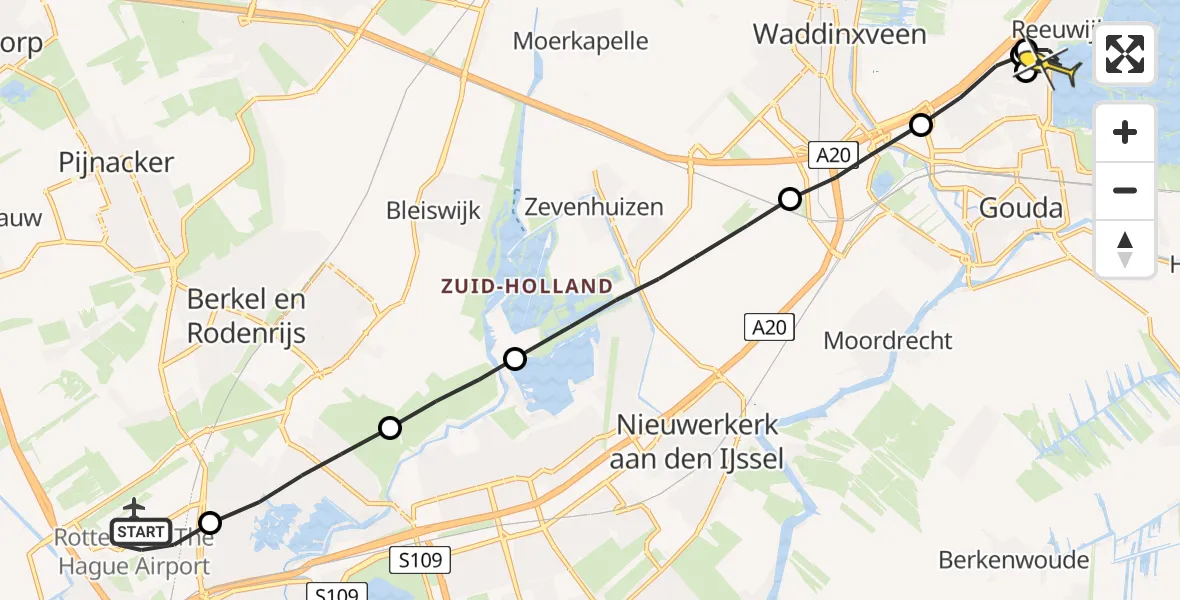 Routekaart van de vlucht: Lifeliner 2 naar Reeuwijk