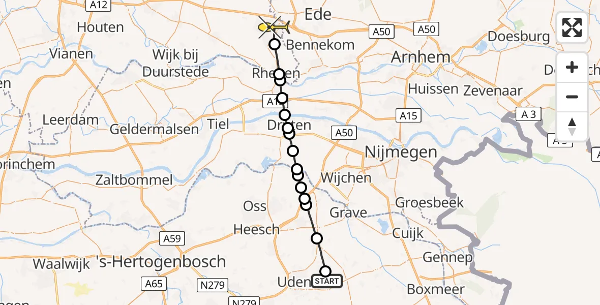 Routekaart van de vlucht: Lifeliner 3 naar Veenendaal