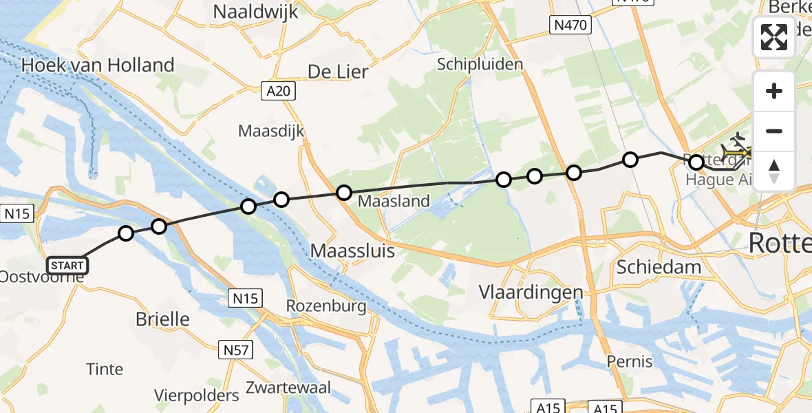 Routekaart van de vlucht: Lifeliner 2 naar Rotterdam The Hague Airport