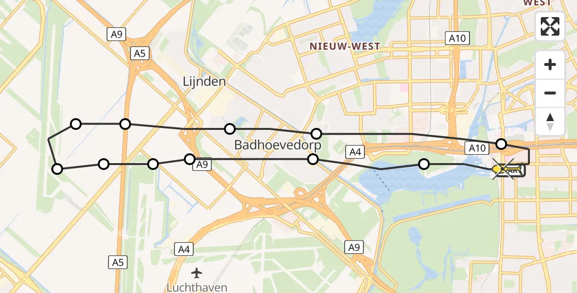 Routekaart van de vlucht: Lifeliner 1 naar VU Medisch Centrum Amsterdam