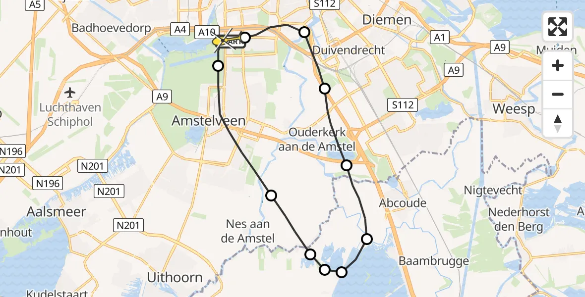 Routekaart van de vlucht: Lifeliner 1 naar VU Medisch Centrum Amsterdam