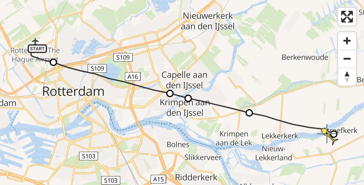 Routekaart van de vlucht: Lifeliner 2 naar Streefkerk
