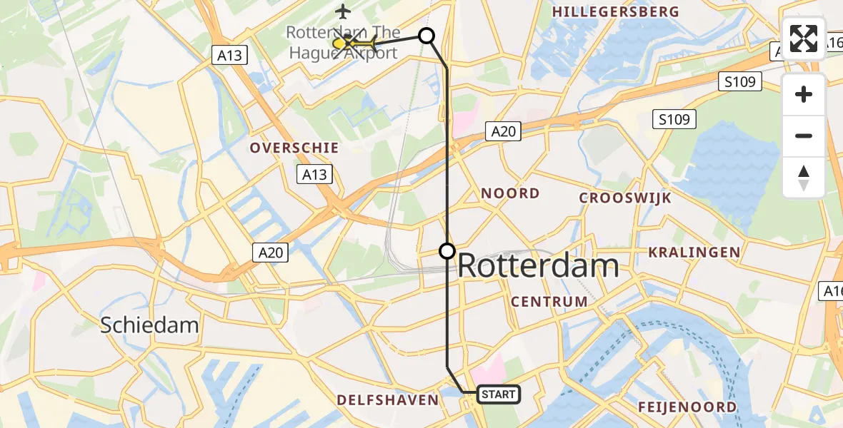 Routekaart van de vlucht: Lifeliner 2 naar Rotterdam The Hague Airport