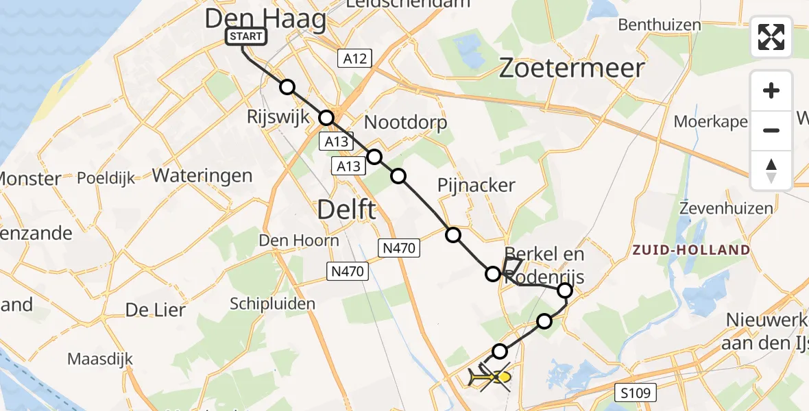 Routekaart van de vlucht: Lifeliner 2 naar Rotterdam The Hague Airport