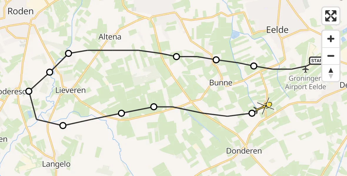 Routekaart van de vlucht: Lifeliner 4 naar Donderen