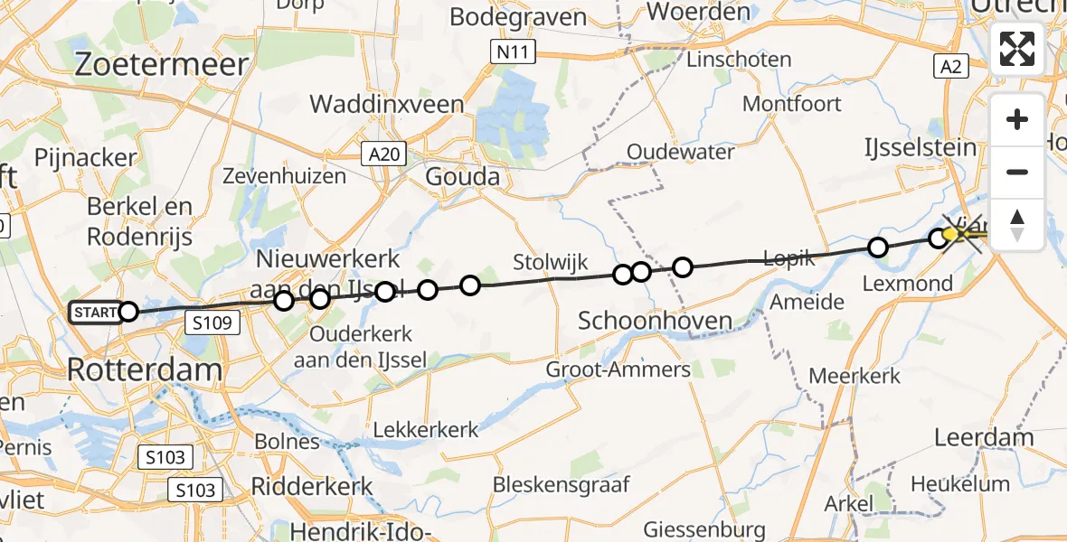 Routekaart van de vlucht: Lifeliner 2 naar Vianen