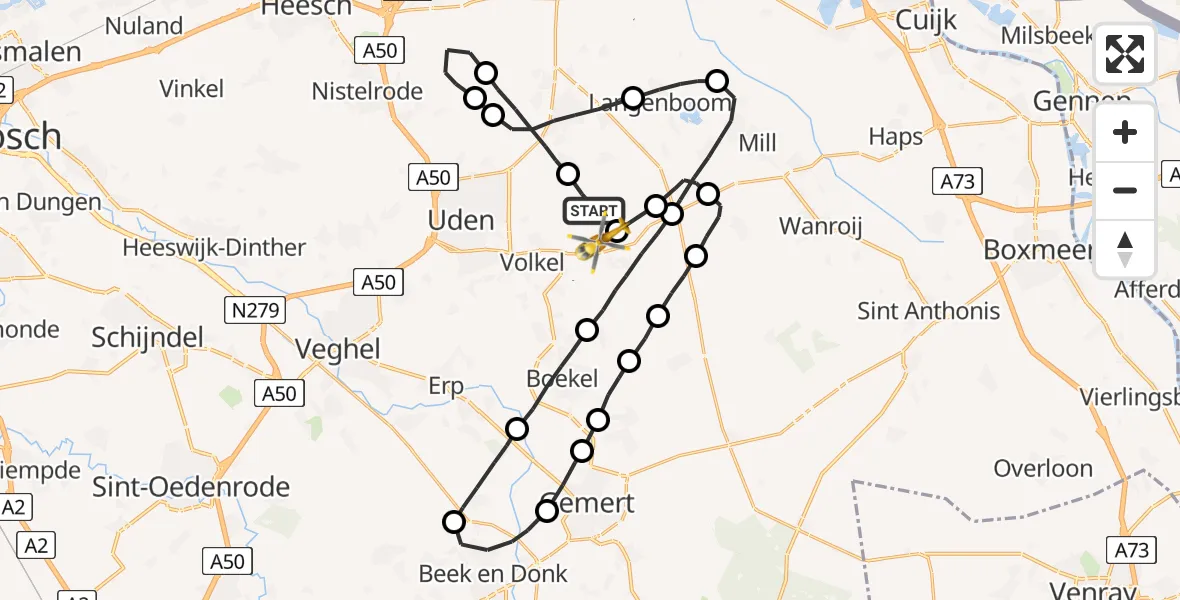 Vluchtroute Traumahelikopter Vliegbasis Volkel - Vliegbasis Volkel, 03 oktober 2022, 14:53