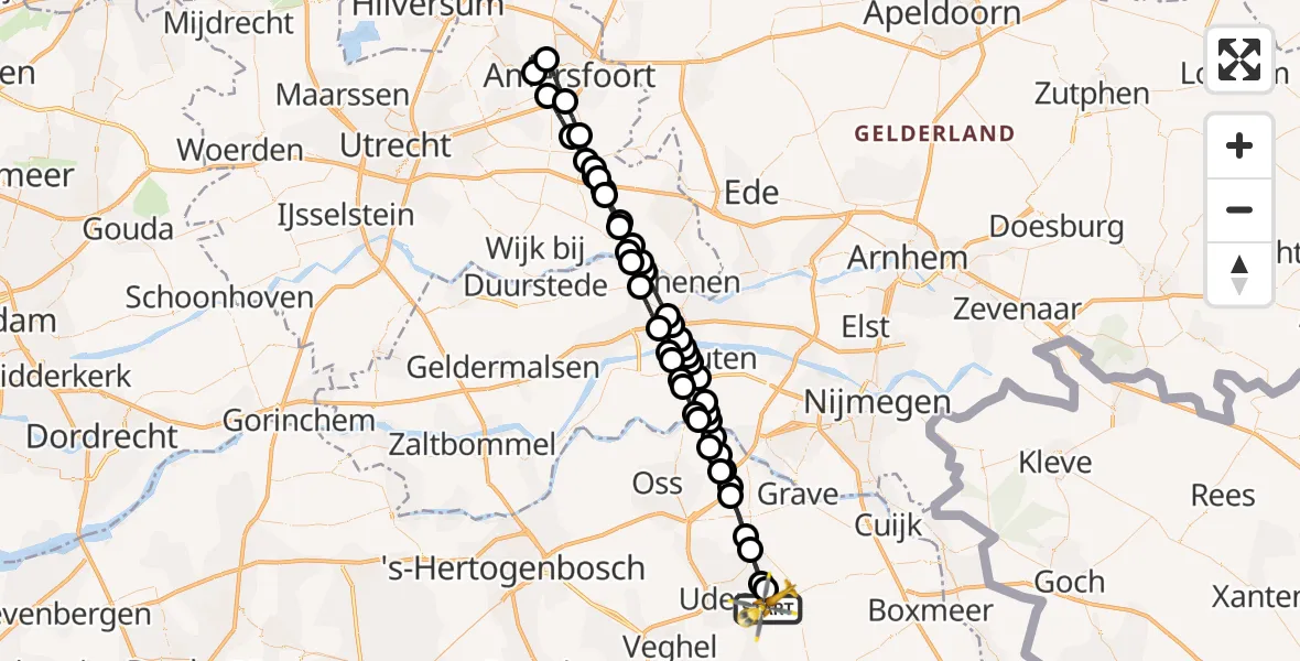 Vluchtroute Traumahelikopter Vliegbasis Volkel - Vliegbasis Volkel, 03 oktober 2022, 15:13