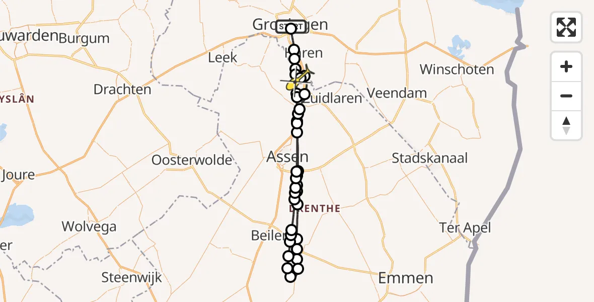 Routekaart van de vlucht: Lifeliner 4 naar Groningen Airport Eelde