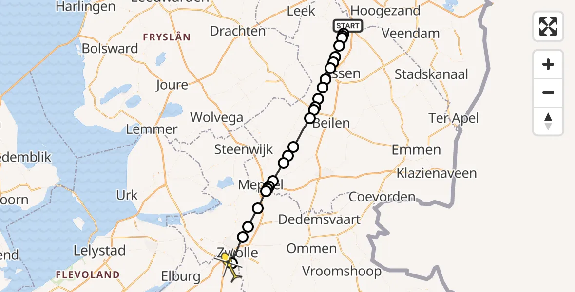 Routekaart van de vlucht: Lifeliner 4 naar Hattem