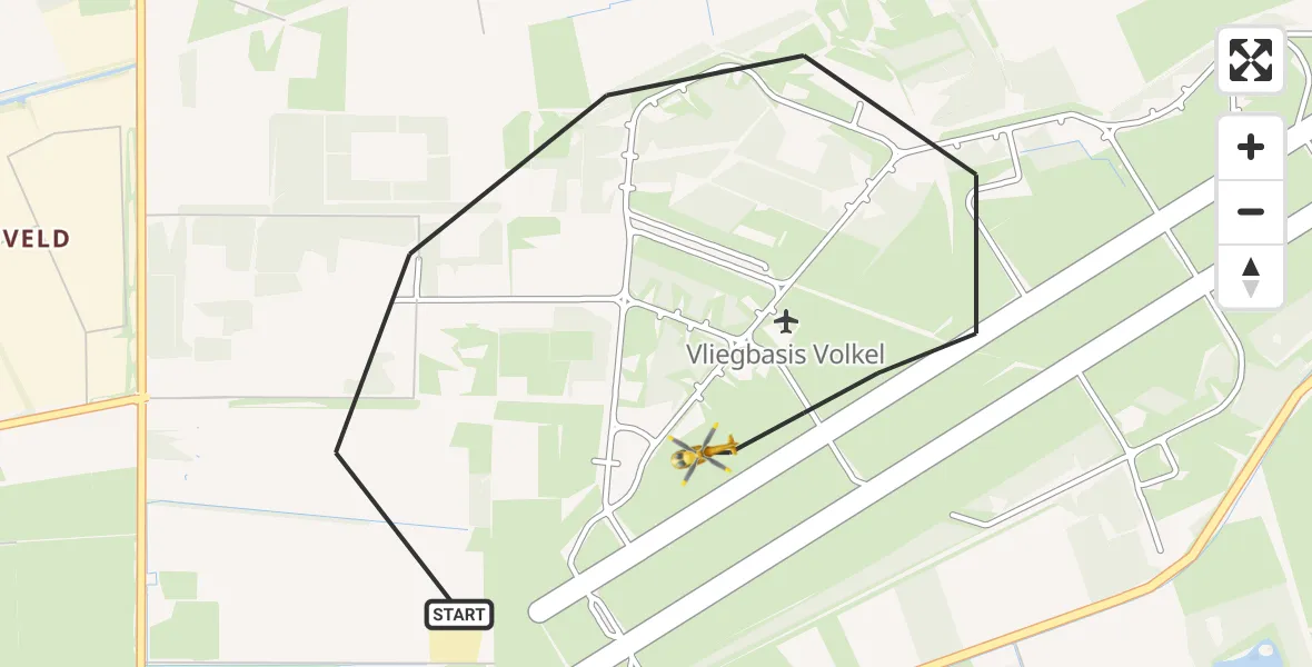 Vluchtroute Traumahelikopter Vliegbasis Volkel - Vliegbasis Volkel, 03 oktober 2022, 22:28