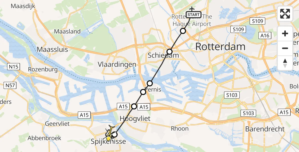 Routekaart van de vlucht: Lifeliner 2 naar Spijkenisse