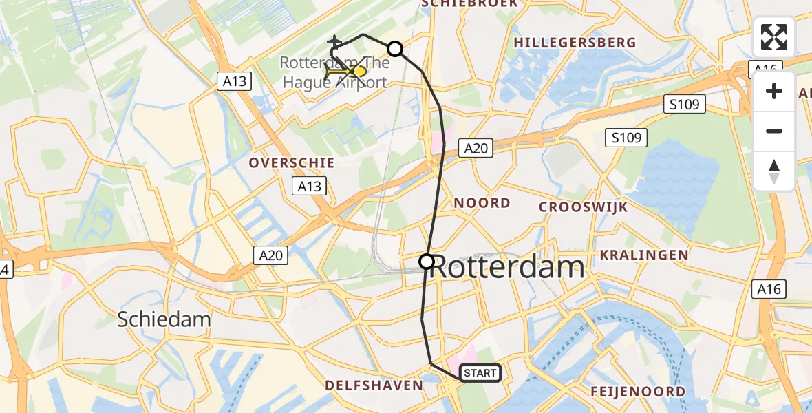 Routekaart van de vlucht: Lifeliner 2 naar Rotterdam The Hague Airport