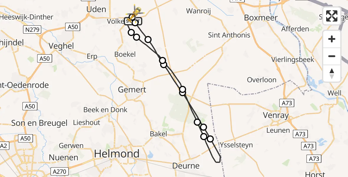 Vluchtroute Traumahelikopter Vliegbasis Volkel - Vliegbasis Volkel, 04 oktober 2022, 08:11