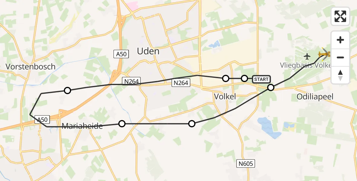 Vluchtroute Traumahelikopter Vliegbasis Volkel - Vliegbasis Volkel, 04 oktober 2022, 09:00