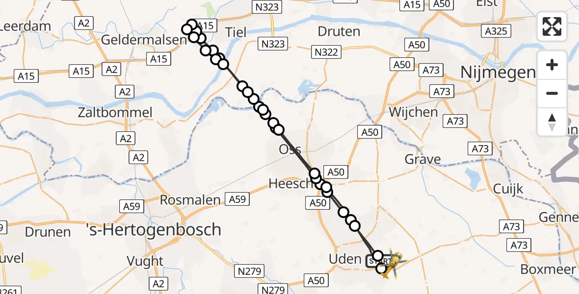 Vluchtroute Traumahelikopter Vliegbasis Volkel - Vliegbasis Volkel, 04 oktober 2022, 10:40