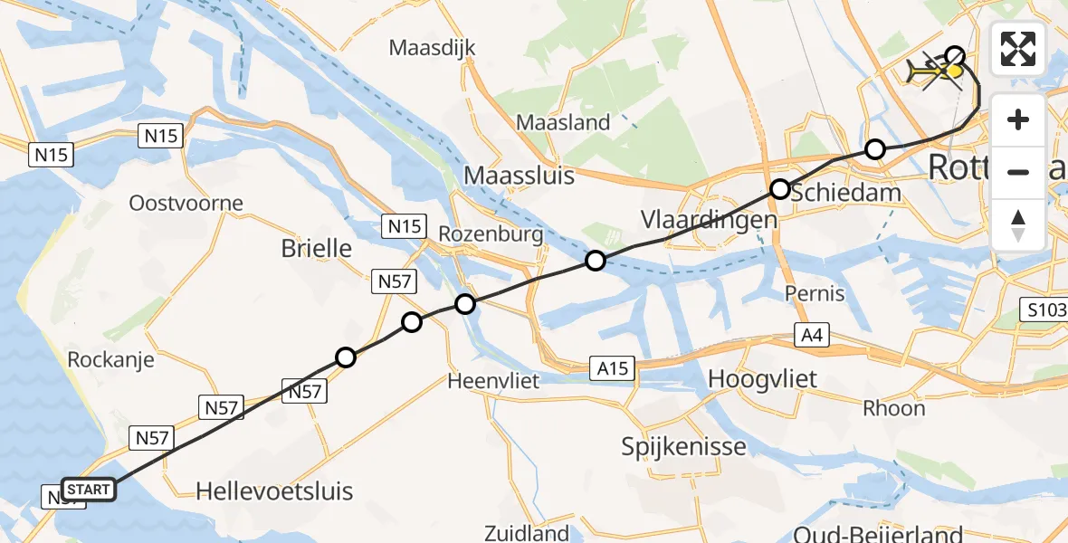 Routekaart van de vlucht: Lifeliner 2 naar Rotterdam The Hague Airport