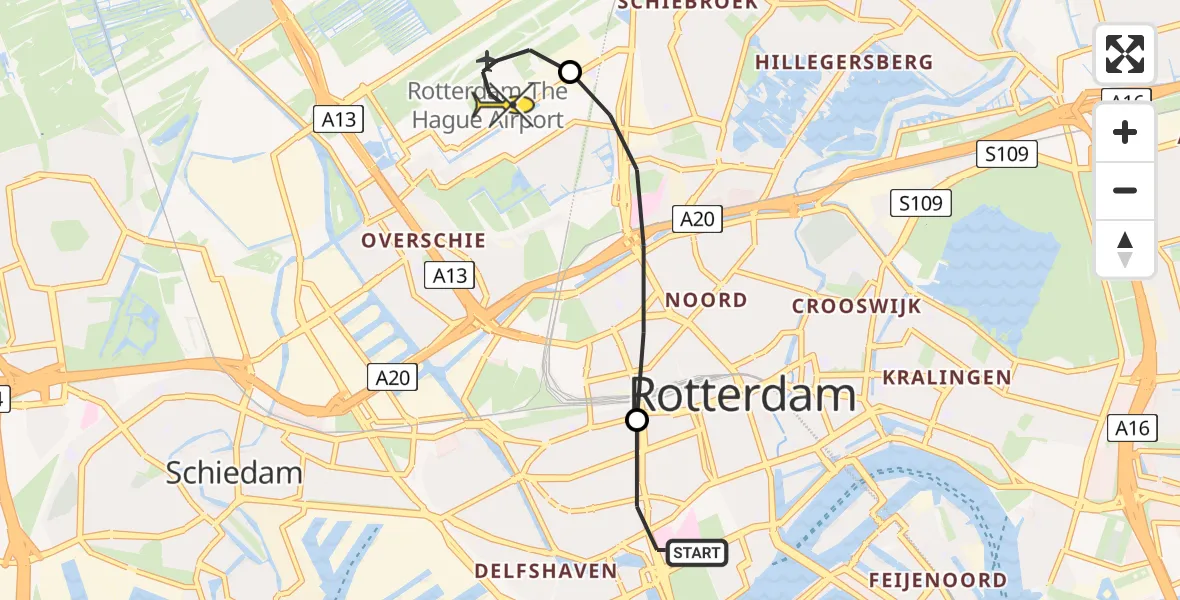 Routekaart van de vlucht: Lifeliner 2 naar Rotterdam The Hague Airport