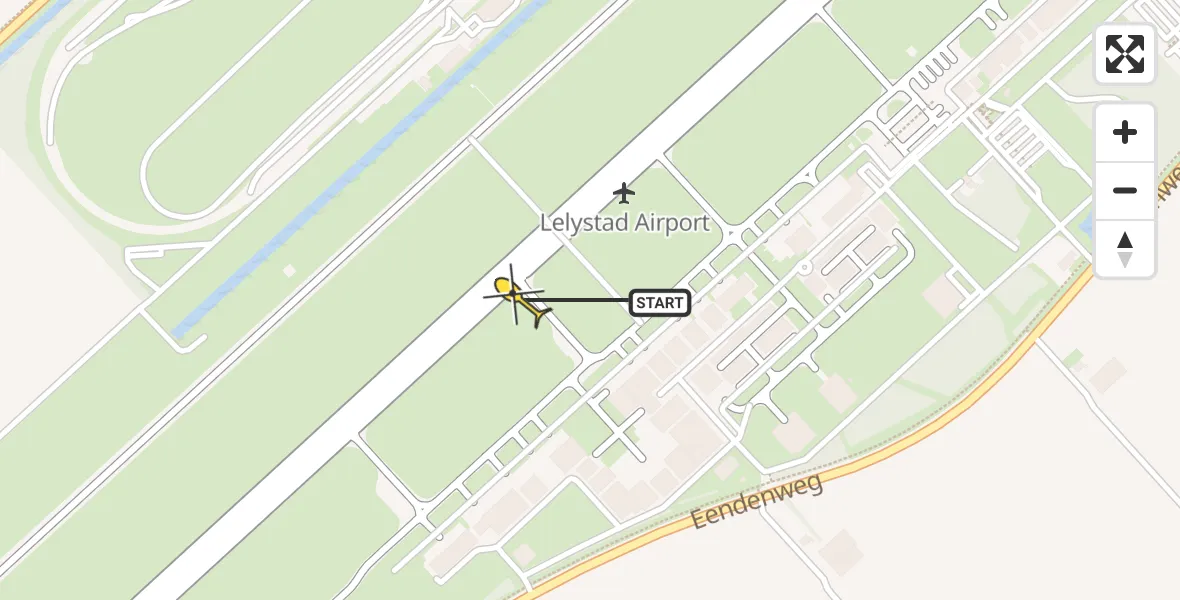 Vluchtroute Traumahelikopter van Lelystad Airport naar Lelystad Airport