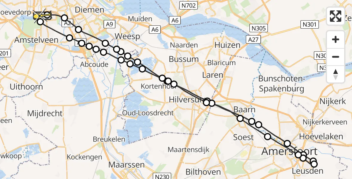 Routekaart van de vlucht: Lifeliner 1 naar VU Medisch Centrum Amsterdam