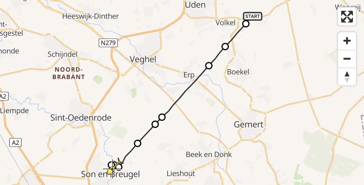 Routekaart van de vlucht: Lifeliner 3 naar Sint-Oedenrode