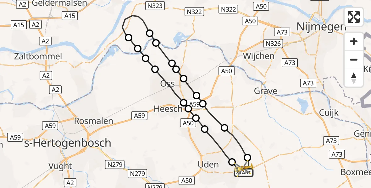 Vluchtroute Traumahelikopter Vliegbasis Volkel - Vliegbasis Volkel, 04 oktober 2022, 23:21